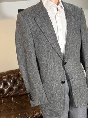 Tom Ford Herringbone Tweed Sportcoat 50IT 40R US Wool Silk Gray